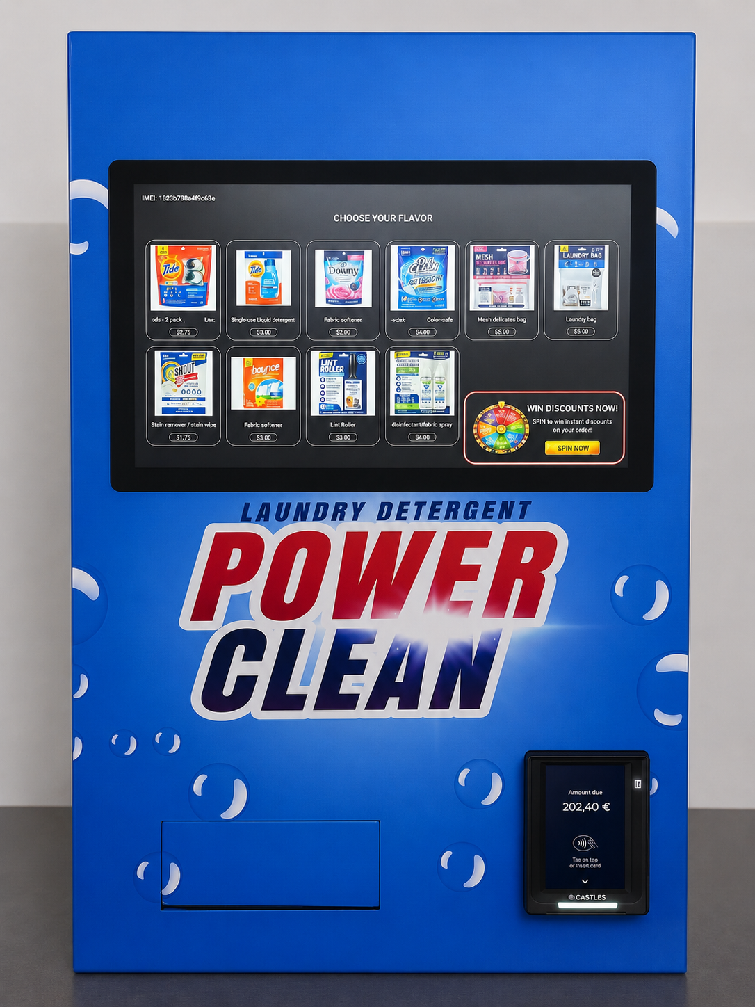 Power Clean™ Smart Laundry Essentials Vending Machine | Touchscreen Cashless Dispenser